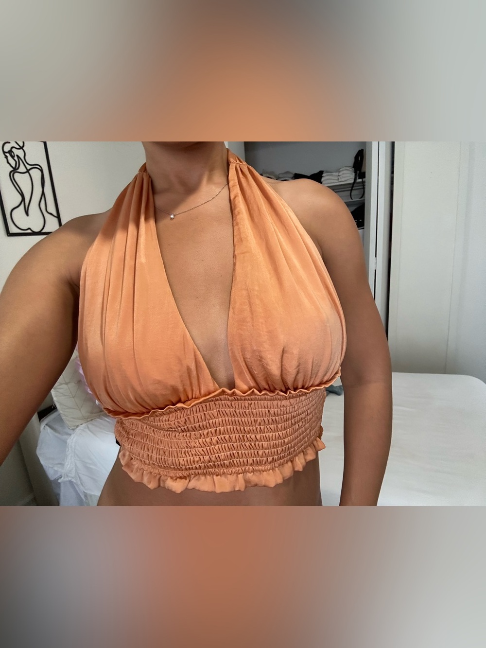 Fashionnova Halter Crop Top in Peach